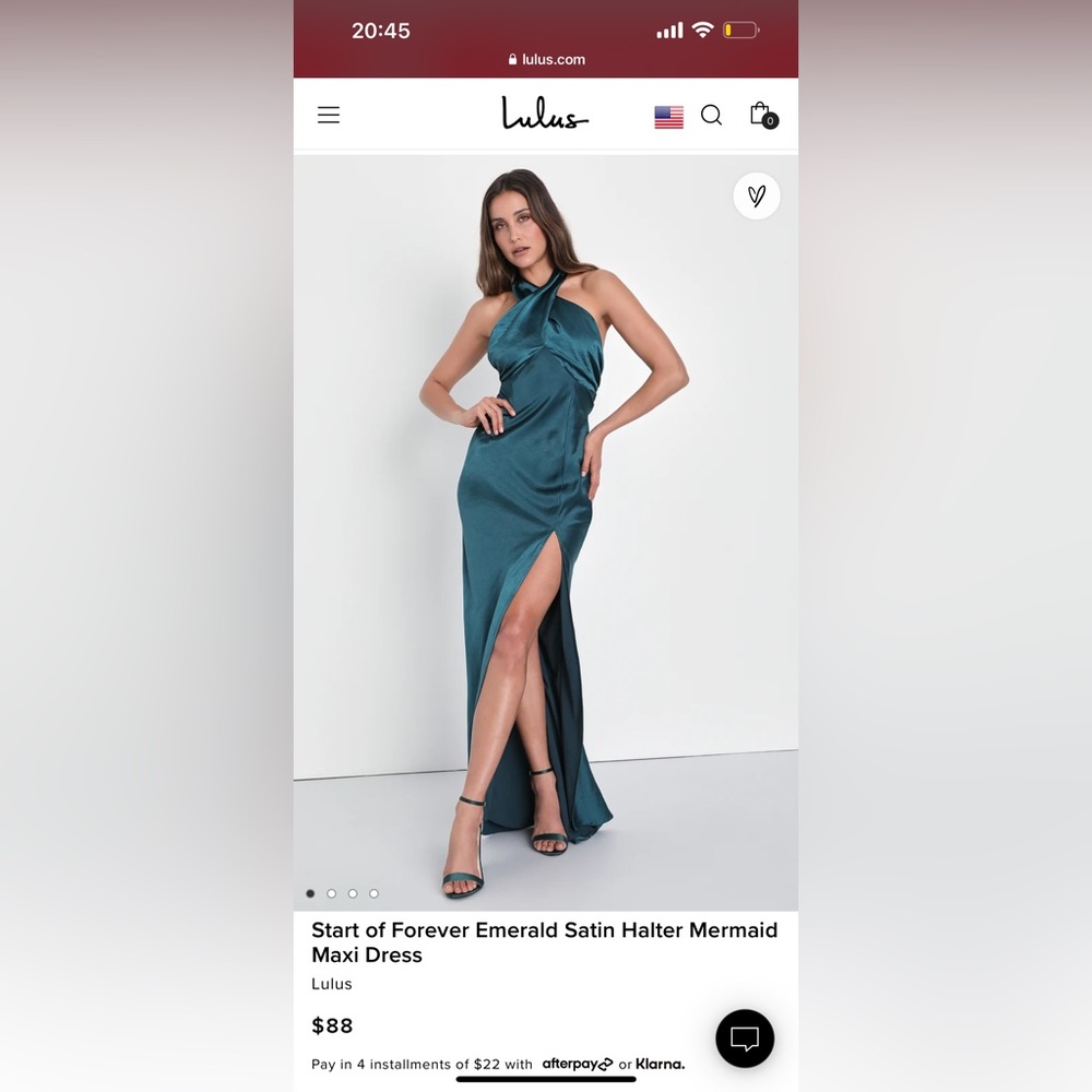 Lulus Start of Forever Emerald Satin Halter Mermaid Dress.